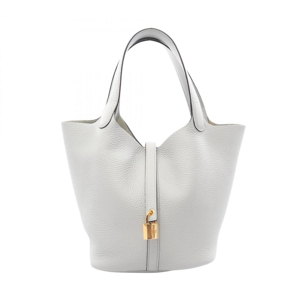 Hermes Picotin Lock MM Handbag, Leather, Taurillon Clemence Women's, Blue, 06...